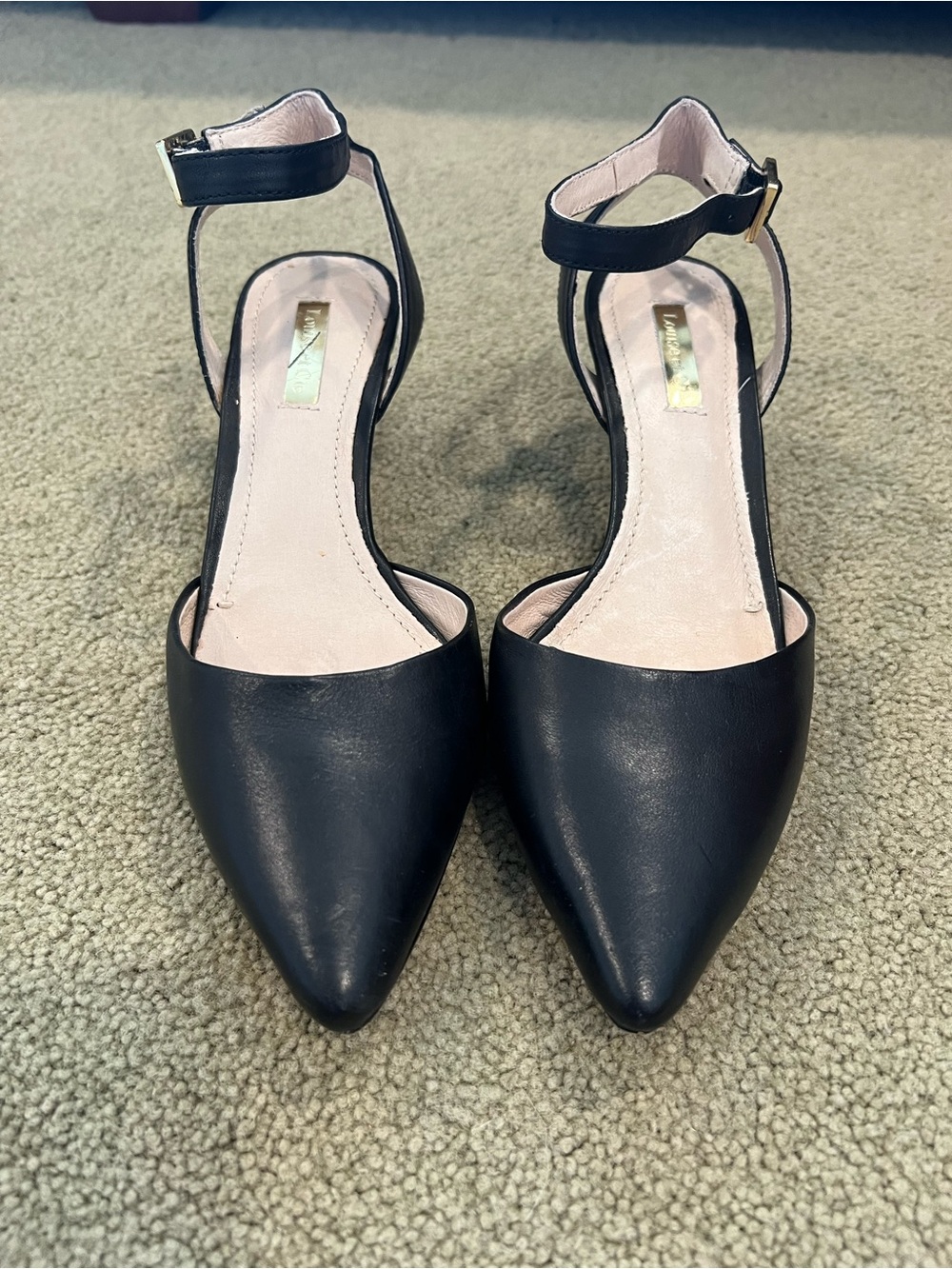 Louise et Cie Black Leather D’Orsay Ankle Strap Pumps Heels Size 7.5